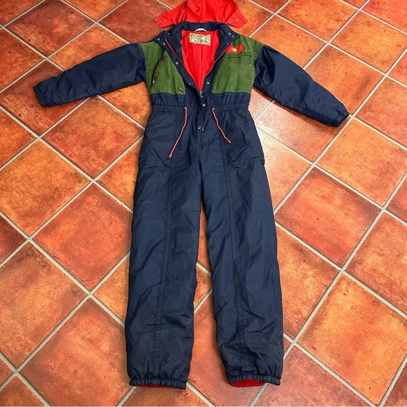 LUHTA Other - Men's Navy Ski One-Piece Snow Suit with Red Hood